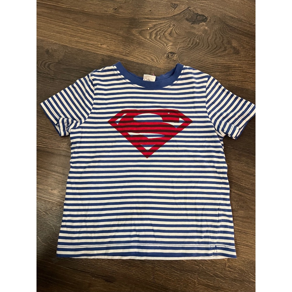 Hanna Andersson Superman Striped T-Shirt Blue White Red Kids US 6-7 120cm